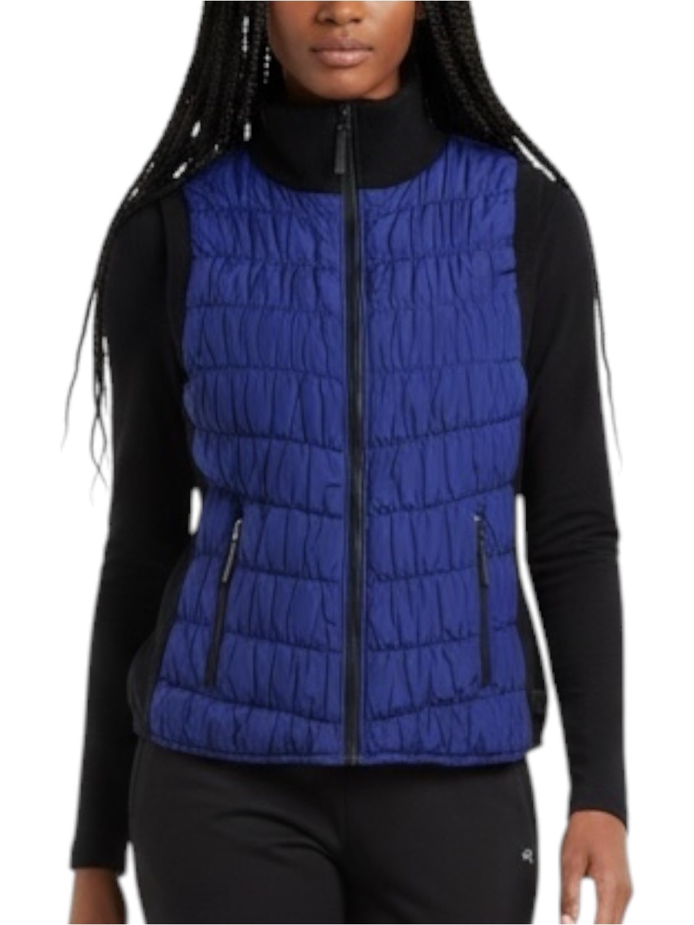 Calvin Klein Blue & Black Quilted Zippered Vest NWT Size L GorpCore Athleisure